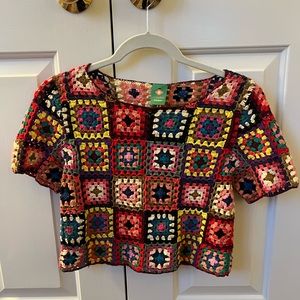 patchwork multi color top